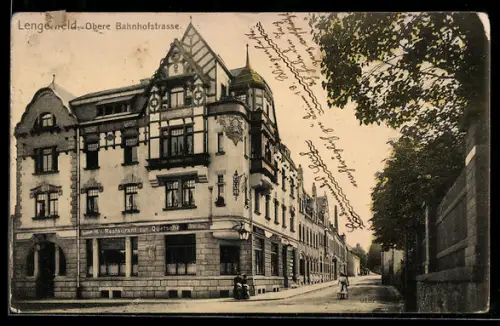 AK Lengenfeld, Obere Bahnhofstrasse mit Restaurant zur Quetsche