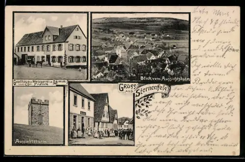 AK Sternenfels, Gasthaus und Metzgerei zum Lamm, Aussichtsturm, Gesamtansicht