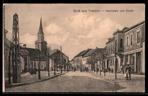 AK Trebbin, Marktplatz mit Kirche
