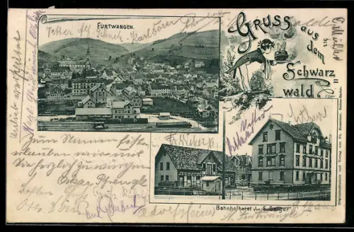 AK Furtwangen, Bahnhofhotel v. F. Geiger, Totalansicht
