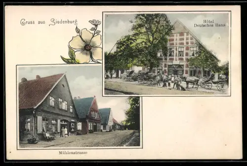 AK Siedenburg, Hotel Deutsches Haus, Mühlenstrasse
