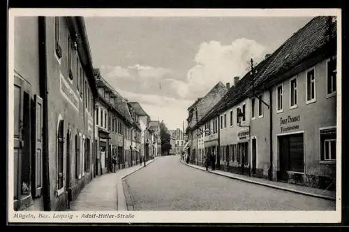 AK Mügeln Bez. Leipzig, Strasse im Stadtkern