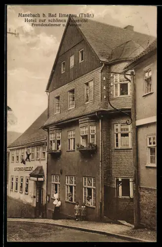 AK Manebach b. Bad Ilmenau, Hotel zur schönen Aussicht