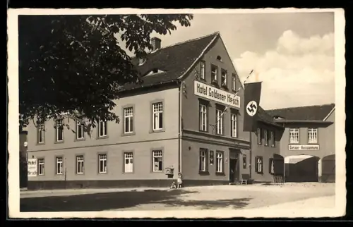AK Rossleben a. Unstrut, Hotel goldener Hirsch, Inh. F. Rockrohr