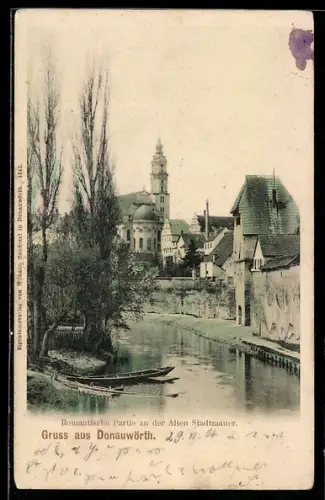 AK Donauwörth, Romantische Partie an der Alten Stadtmauer
