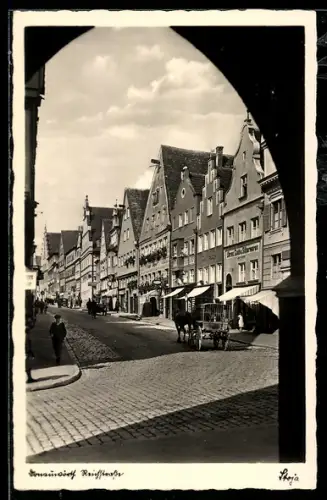 AK Donauwörth, Reichsstrasse mit Geschäften, Uhren, Gold- und Silberwaren Johann Achner