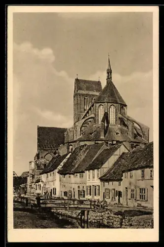 AK Wismar i. M., Frische Grube mit Nikolaikirche 1870