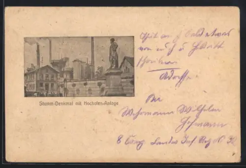 AK Neunkirchen /Saar, Stumm-Denkmal mit Hochofen-Anlage