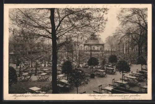 AK Magdeburg, Restaurant Schützenhaus, W. Westphal jun., Garten mit Musikpavillon