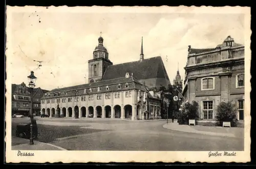 AK Dessau, Grosser Markt mit 
