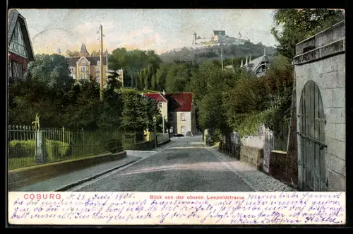 AK Coburg, Blick von der oberen Leopoldstrasse