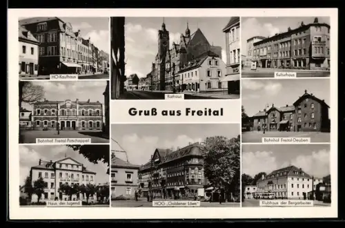 AK Freital, Bahnhof, Kulturhaus und Haus der Jugend