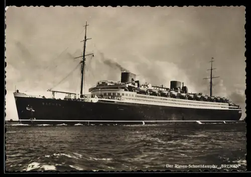 AK Passagierschiff Bremen vom Norddeutschen Lloyd Bremen in Küstengewässern