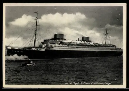 AK Passagierschiff Europa vom Norddeutschen Lloyd Bremen vor der Küste