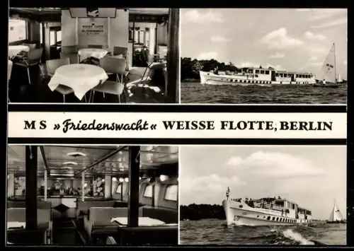 AK Fahrgastschiff M.S. Friedenswacht der Weissen Flotte Berlin, Innenansichten