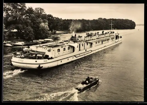 AK Fahrgastschiff M.S. Spree der Weissen Flotte Berlin in Fahrt, Binnenschiff