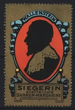 Reklamemarke Wallenstein, Siegerin Sahnen-Margarine, Silhouette Porträt