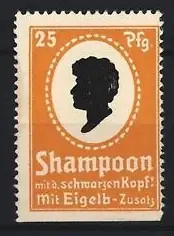 Reklamemarke Schwarzkopf-Shampoo, mit Eigelb-Zusatz, Portrait-Silhouette