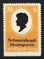 Reklamemarke Schwarzkopf-Shampoo, mit Eigelb-Zusatz, Portrait-Silhouette