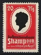 Reklamemarke Schwarzkopf-Shampoo, Silhouette eines Kopfes