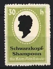 Reklamemarke Schwarzkopf-Shampoo, mit Kamillen-Extrakt, Portrait-Silhouette