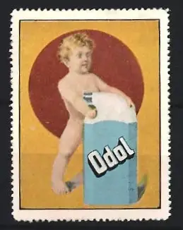 Reklamemarke Odol, Kind mit Odol-Flasche