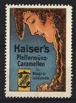 Reklamemarke Kaiser`s Pfeffermünz-Caramellen, Frau in Profilansicht