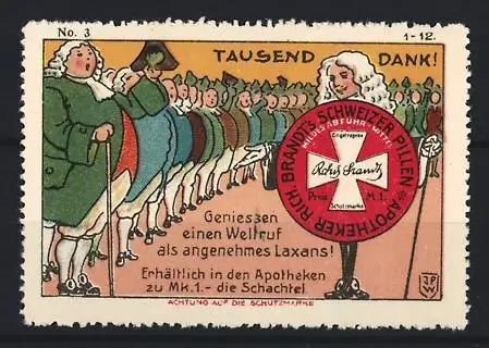 Reklamemarke Brandt`s Schweizer Pillen, Abführmittel, Vornehme Gesellschaft