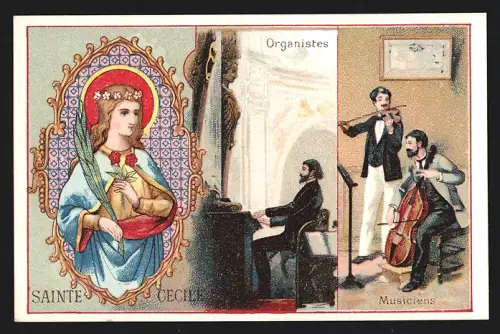 Sammelbild Bordeaux, Chocolat Francois, Sainte Cecile, Organistes, Musiciens
