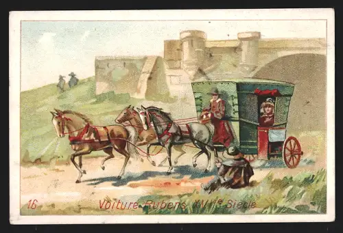 Sammelbild Bordeaux, Chocolat Francois, Voiture Rubens XVIIe Siècle