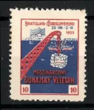 Reklamemarke Bratislava, Medzinárodný Dunajský Veletrh 1923, Brücke und Anker