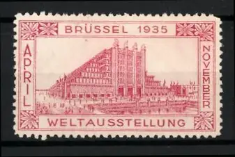 Reklamemarke Brüssel, Weltausstellung 1935, Gebäudeansicht
