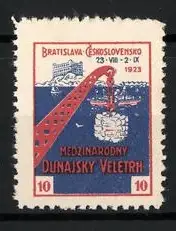 Reklamemarke Bratislava, Medzinárodný Dunajský Veletrh 1923, Burg und Schiff