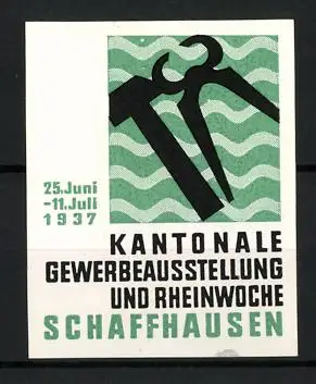 Reklamemarke Schaffhausen, Kantonale Gewerbeausstellung und Rheinwoche 1937, Hammer und Zange