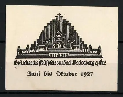Reklamemarke Bad Godesberg, Festspiele 1927, Architekturmotiv