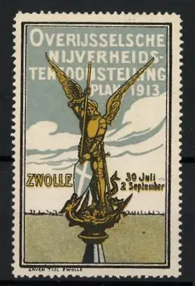 Reklamemarke Zwolle, Overijsselsche Nijverheidstentoonstelling 1913, Engelstatue