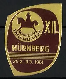 Reklamemarke Nürnberg, Internationale Spielwarenmesse 1961, Schaukelpferd-Symbol