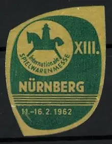 Reklamemarke Nürnberg, Internationale Spielwarenmesse 1962, Schaukelpferd-Symbol
