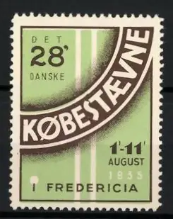 Reklamemarke Fredericia, Det 28` Danske Købestævne 1935, Schriftzug und Datum