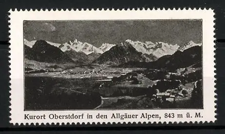 Reklamemarke Oberstdorf, Allgäuer Alpen, Bergpanorama