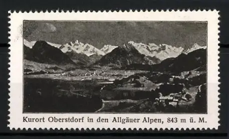 Reklamemarke Oberstdorf, Allgäuer Alpen, Bergpanorama