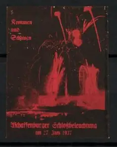 Reklamemarke Aschaffenburg, Schlossbeleuchtung 1937, Feuerwerk