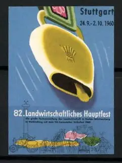 Reklamemarke Stuttgart, 82. Landwirtschaftliches Hauptfest 1960, Glocke als Symbol