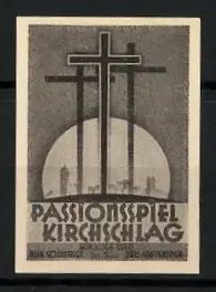Reklamemarke Kirschschlag, Passionsspiel, Drei Kreuze vor Sonnenuntergang