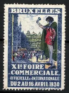 Reklamemarke Bruxelles, XIe Foire Commerciale 1930, Marktschreier