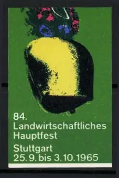 Reklamemarke Stuttgart, 84. Landwirtschaftliches Hauptfest 1965, Kuhglocke