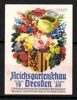 Reklamemarke Dresden, Reichsgartenschau 1936, Blumenstrauss