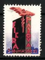 Reklamemarke Padova, Fiera 1933, Caduceus-Symbol