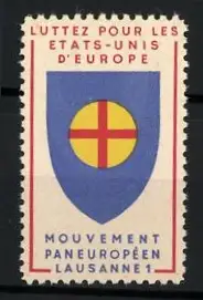 Reklamemarke Lausanne, Mouvement Paneuropéen, Wappenschild mit Kreuzsymbol