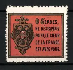 Reklamemarke Frankreich, Serben, das Herz Frankreichs ist mit euch, Wappen mit Doppeladler